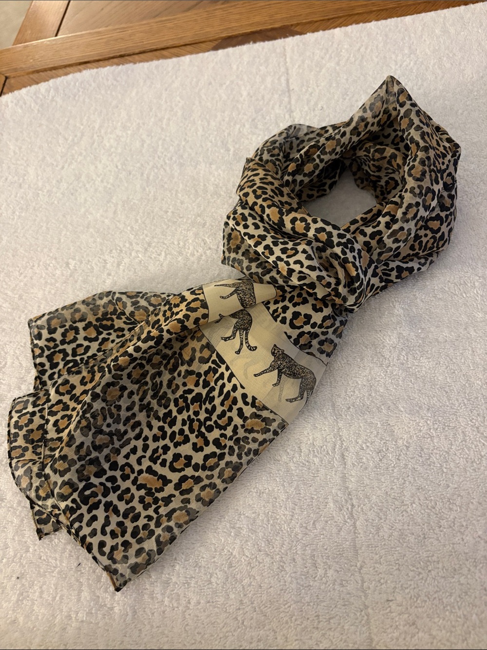 Old Navy Leopard Print Scarf in Beige and Black